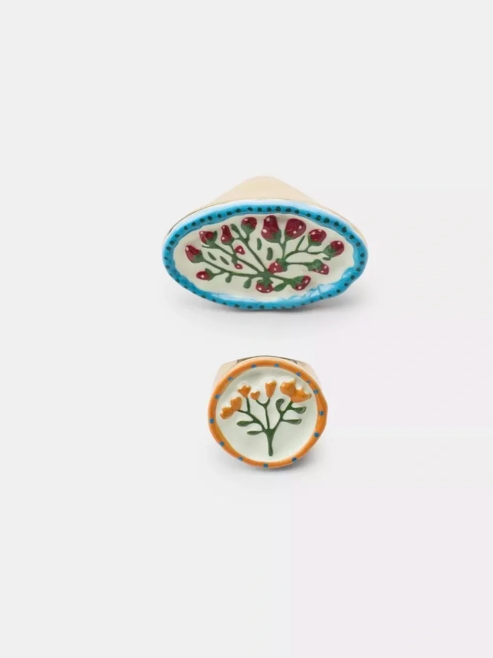 Zara NWT 2 pack of Geometric Floral Statement Ring | Glass & Recycled Zinc